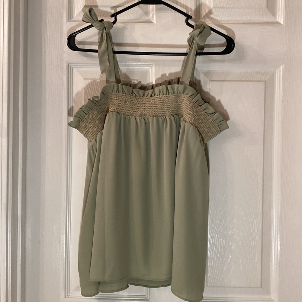 Cato Olive Green Ruffle Blouse NWTs - Picture 10 of 12